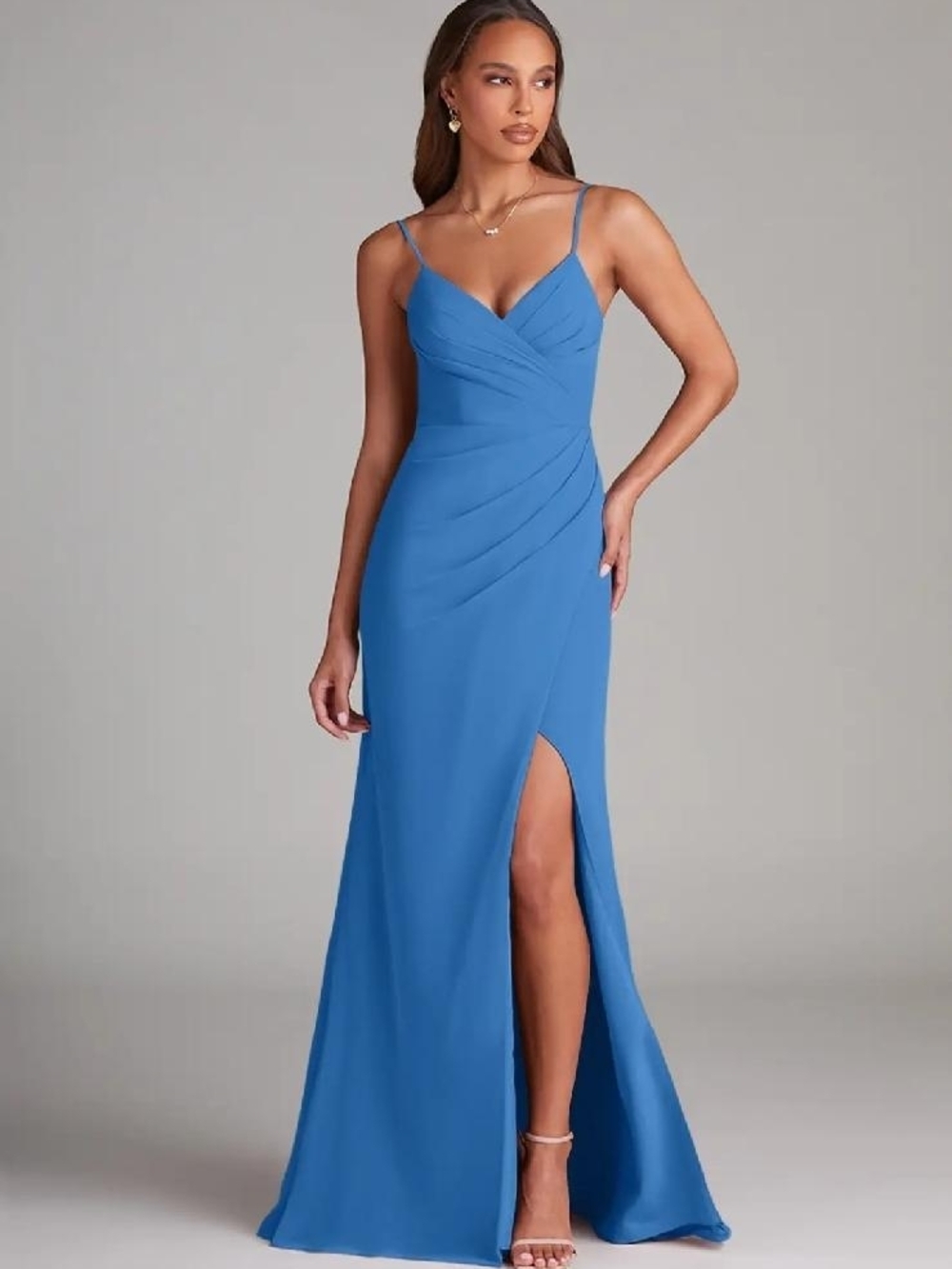 Azazie Cobalt Blue Spaghetti-Strap Maxi Dress